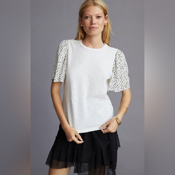 T.La Tops - Anthropologie T.La Woven Flutter Sleeve Tee • size xl • NWOT